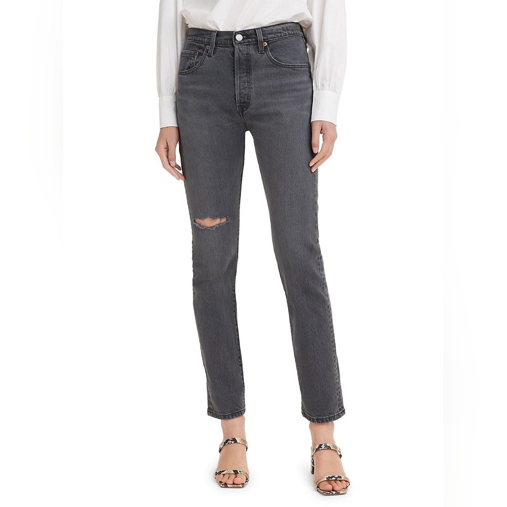 - Levi’s Premium 501s Distressed Skinny Jeans Dark Side of The Moon Size W